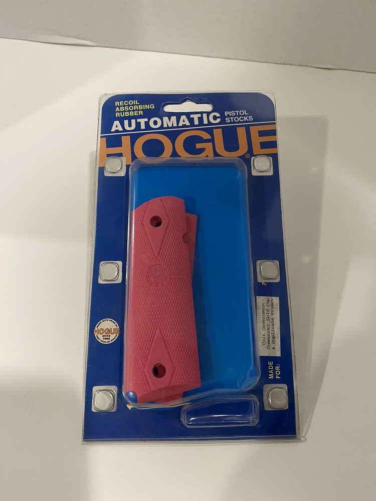 HOGUE PINK RUBBER GRIPS COLT 1911 GOVERMENT COMMANDER FULL SIZE GOLD CUP 45017
