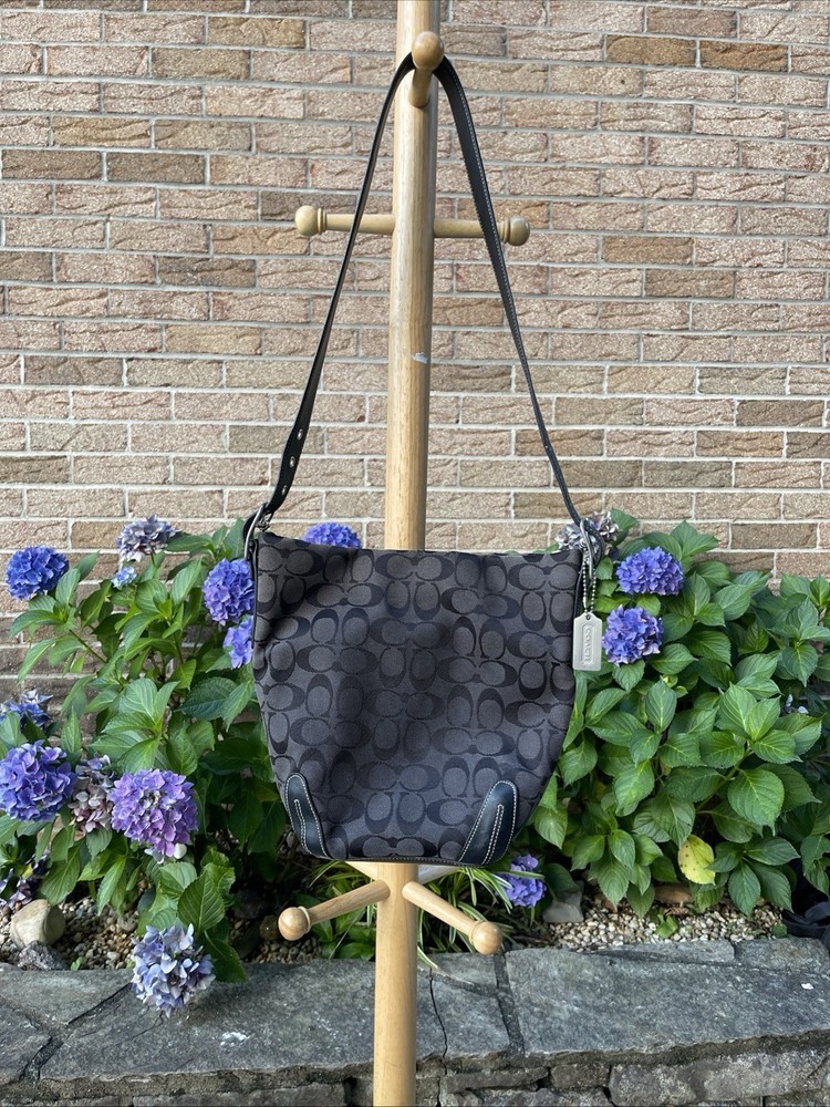 Coach Signature Shoulderbag Black Canvas 6076