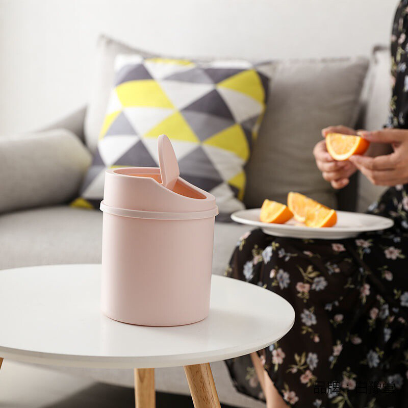 Mini Desktop Bin Small Trash Can Tube With Cover Bedroom Trash Can Garbage Can