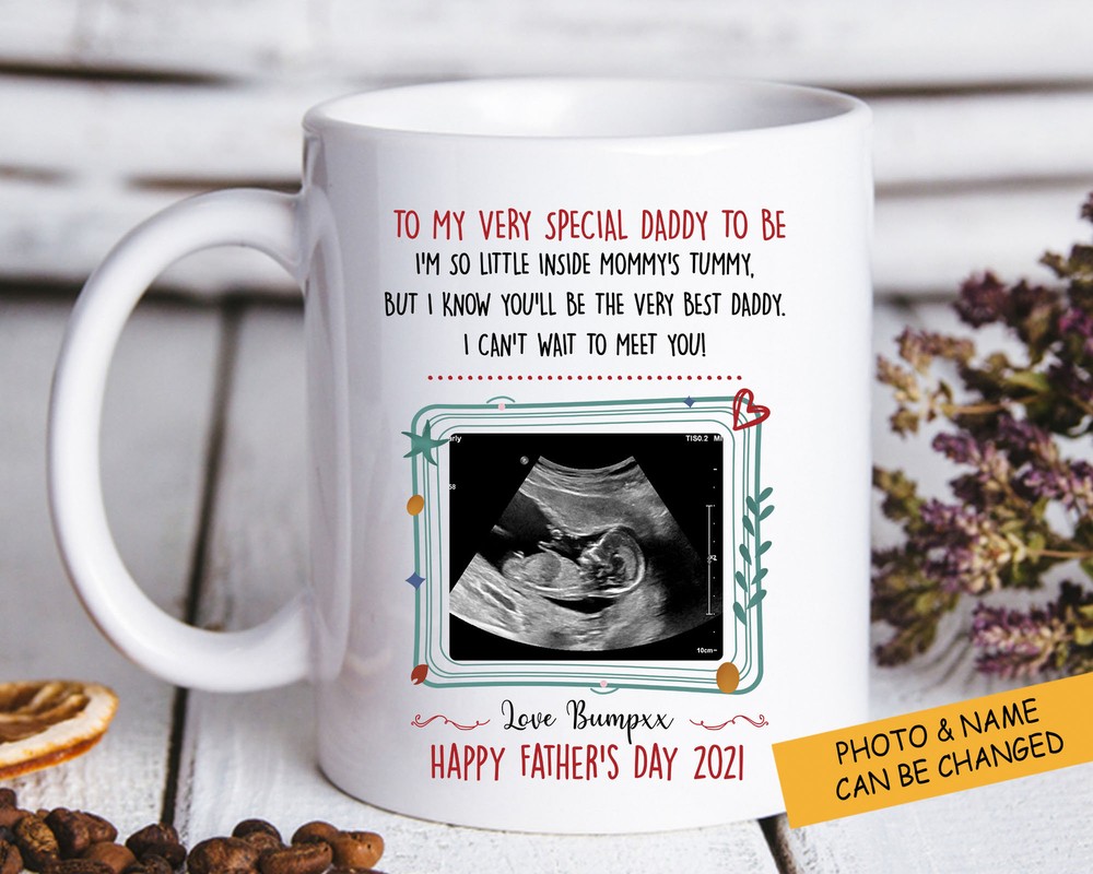 Happy Father's Day 2021 Personalized Mug Custom Ultrasound Mug Daddy To Be Gift