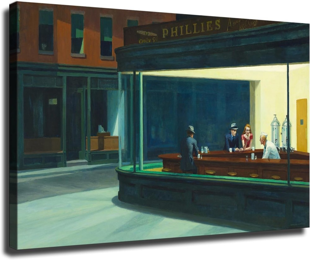 Nighthawks Diner Edward Hopper Poster Art Modern Classroom Kitchen Bedroom Room