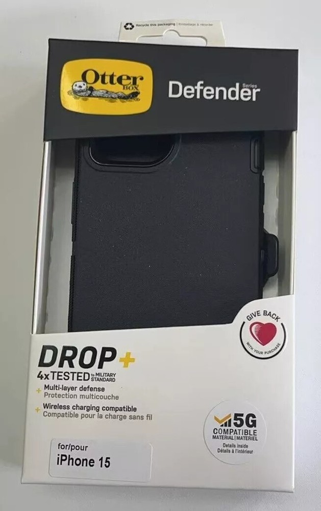 For iPhone 15  New OtterBox Defender Series Case with Holster Case Black