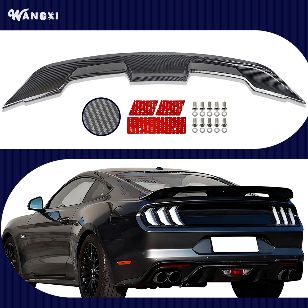 Trunk Spoiler Wing For Ford Mustang 2015-2024 GT350 GT500 Style ABS Carbon Fiber