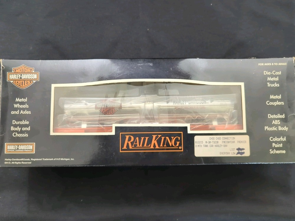 MTH RAIL KING O-27 HARLEY-DAVIDSON TANK CAR CHROME 30-73220