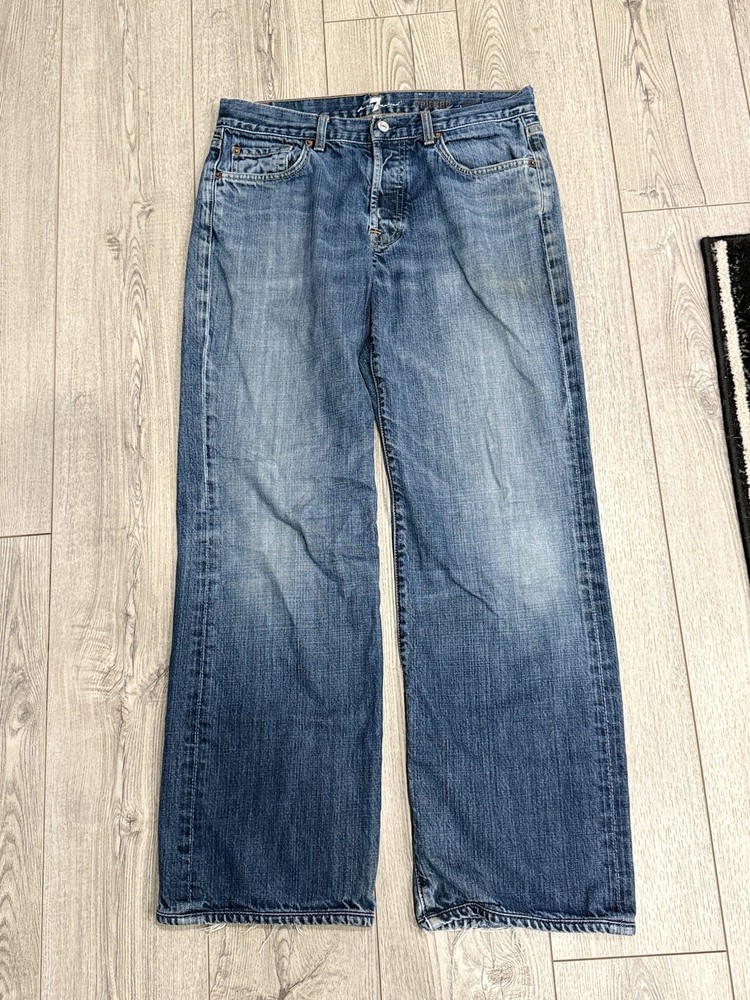 7 for All Mankind Men’s Size 32 Blue Jeans Straight Leg Button Fly