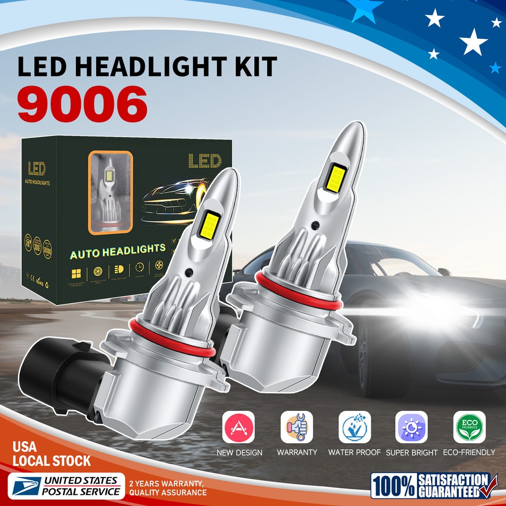 Durable 9006 LED Headlight Bulbs Kit 80W 4000LM Hi/Lo Beam Super Bright 2PCS