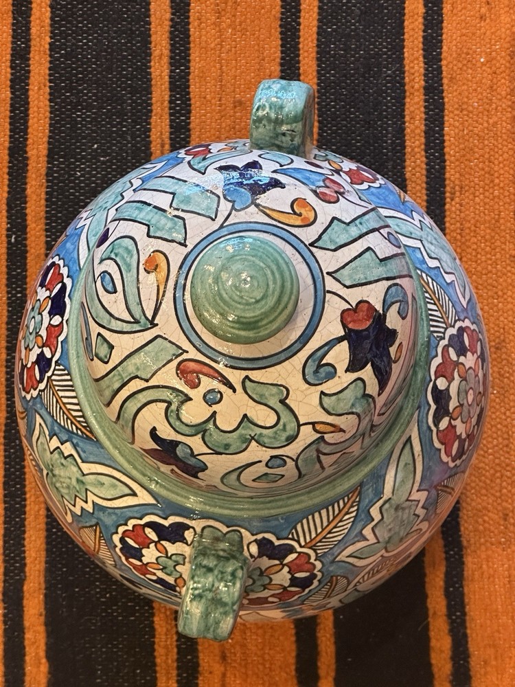 Ceramic Vase Hand Painted Made In Morocco 2F Tall Floral Design Home Decor Gift