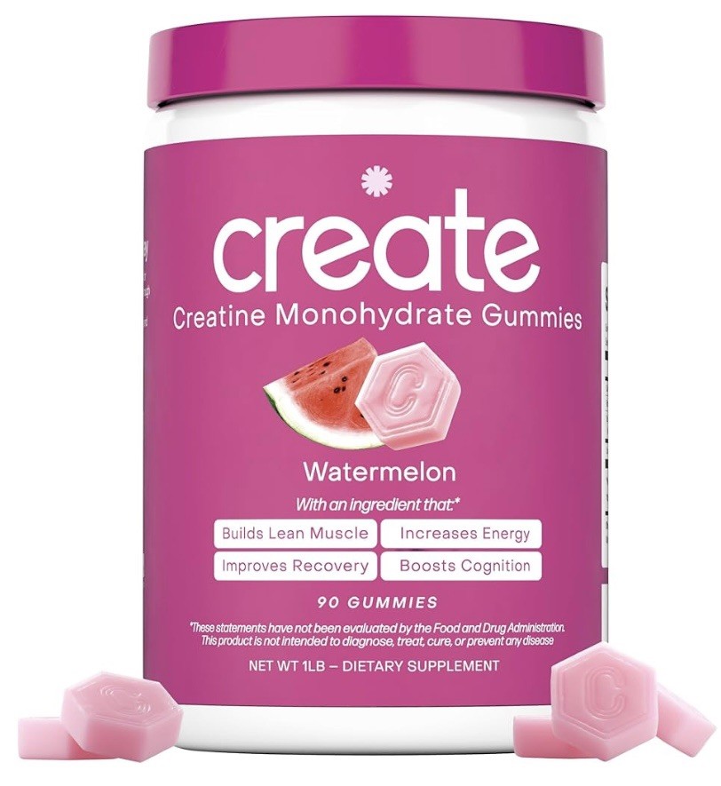 Create Creatine Gummies – Watermelon Flavor, 90 Gummies for Men & Women