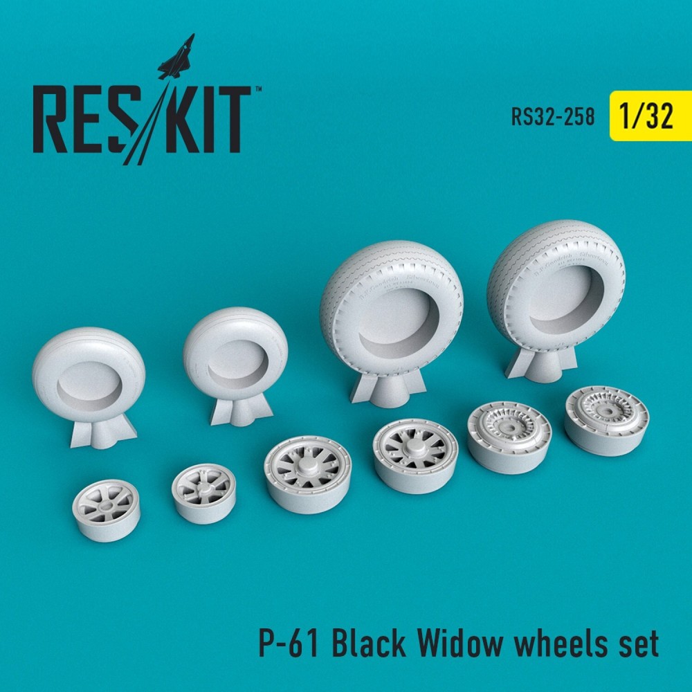 ResKit RS32-0258 Scale 1:32 P-61 Black Widow wheels set for plastic model kit