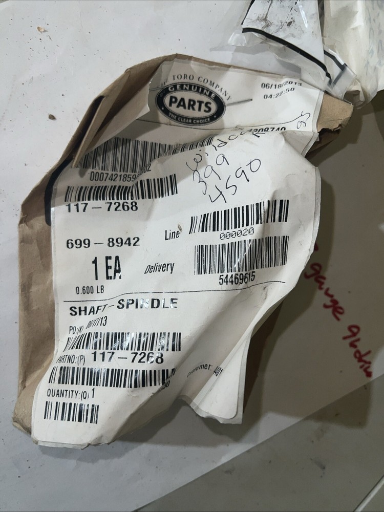 NEW GENUINE OEM TORO PART # 117-7268 SPINDLE SHAFT FOR TORO ZERO TURN MOWERS