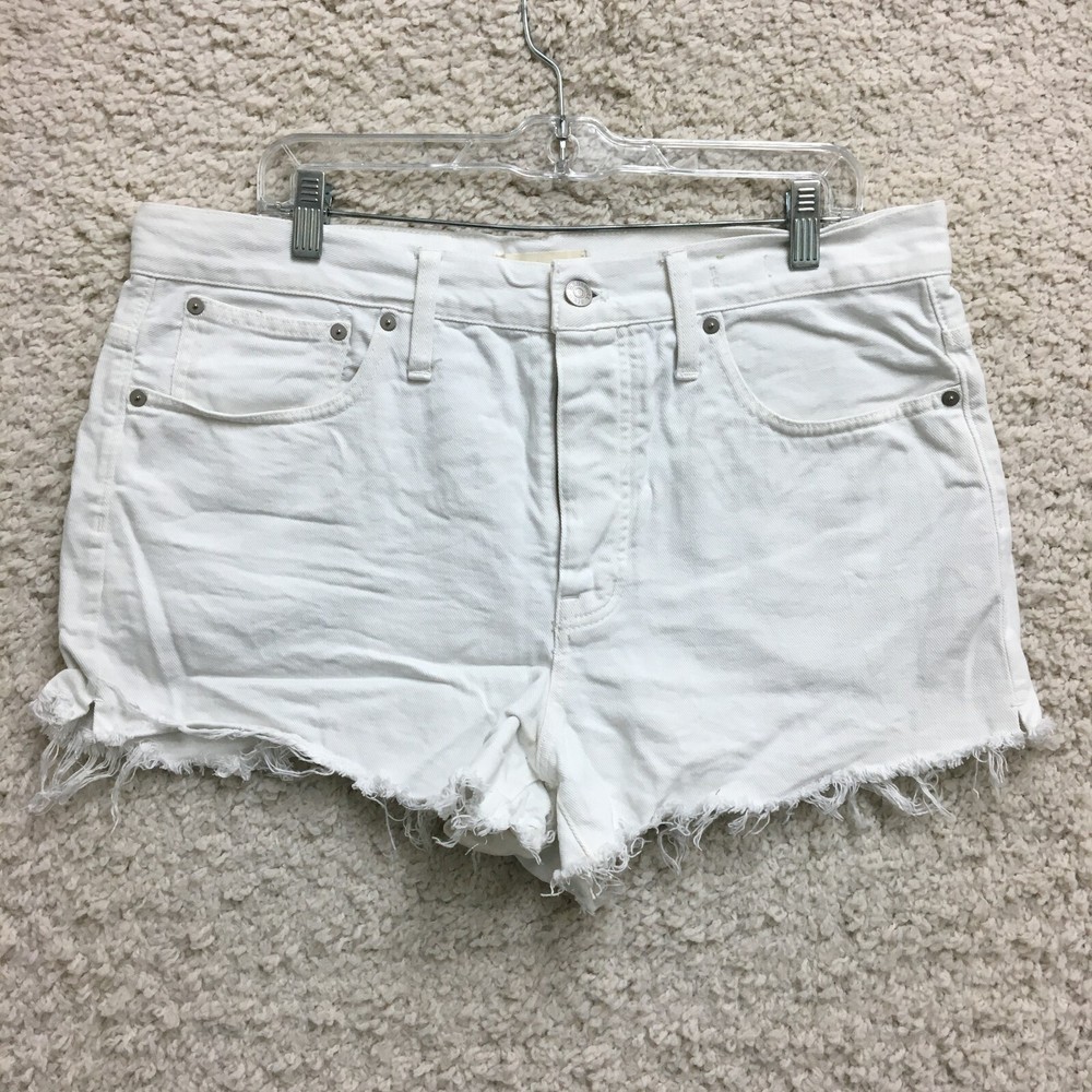 Madewell Womens White Relaxed High Rise Denim Shorts Size 30 Fit 36