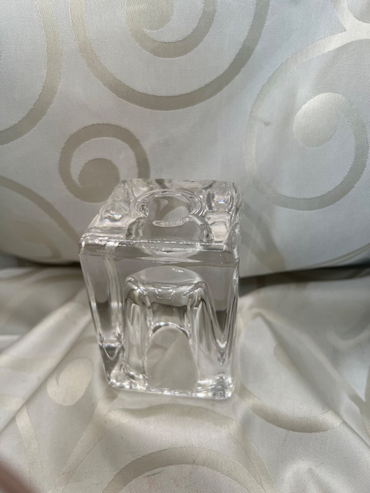 Glass cube taper or small pillar candleholder