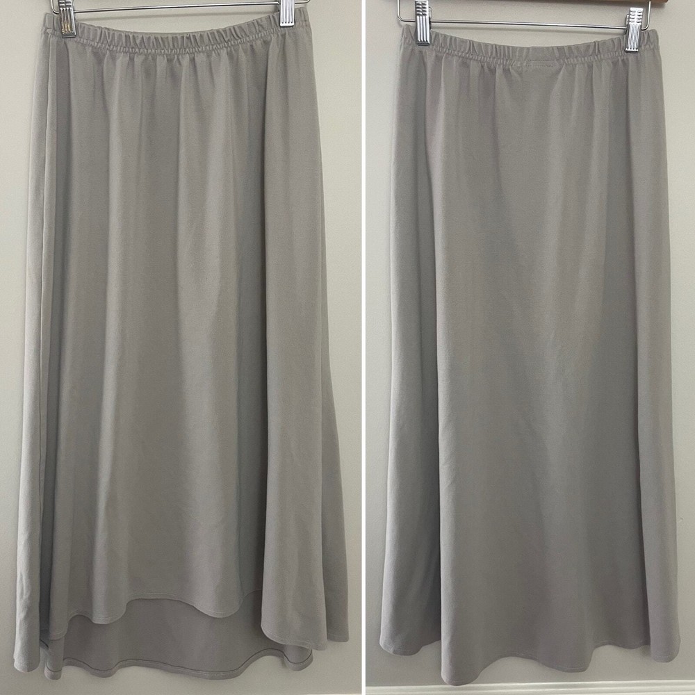 Bryn WALKER USA Made Taupe Modern Minimalist Lagenlook Midi Modal Skirt S/M
