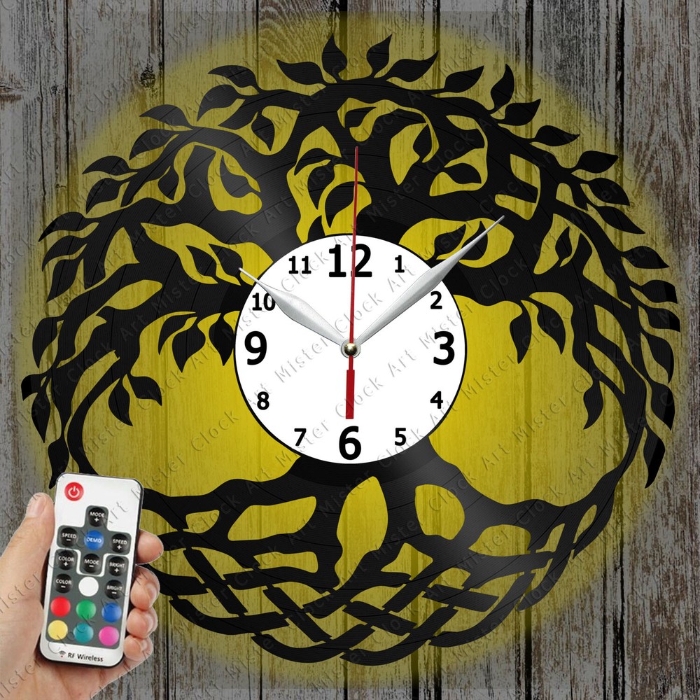 LED Tree Record Wall Clock Unique Art Decor Gift Idea 5946  