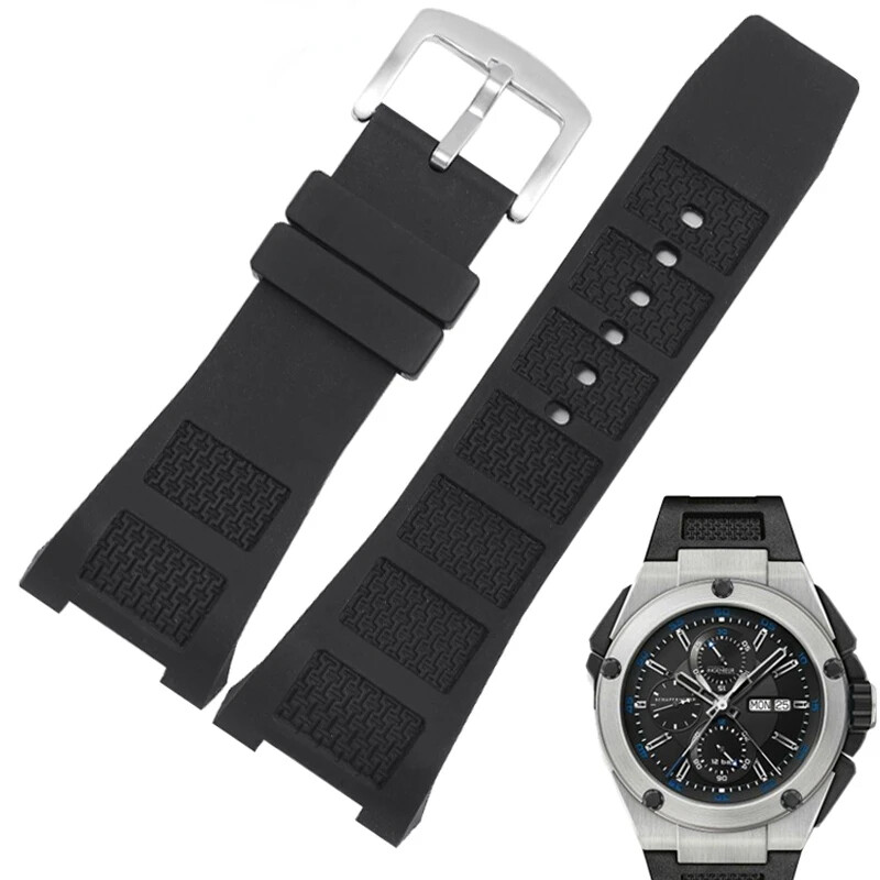 IWC Engineer 30x16mm Black Silicone Waterproof Watch Strap for Men