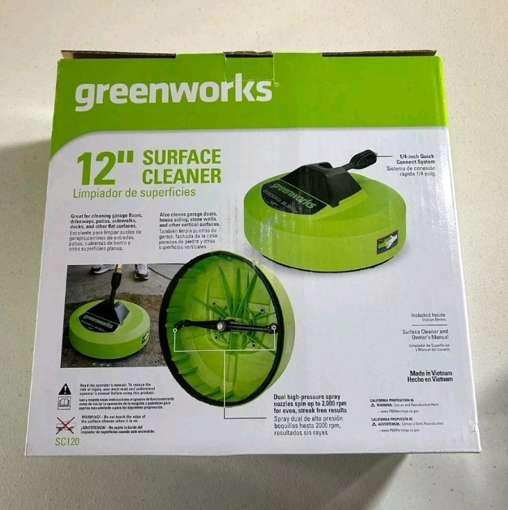 Greenworks 12-Inch Pressure Washer Surface Cleaner Attachment in Green