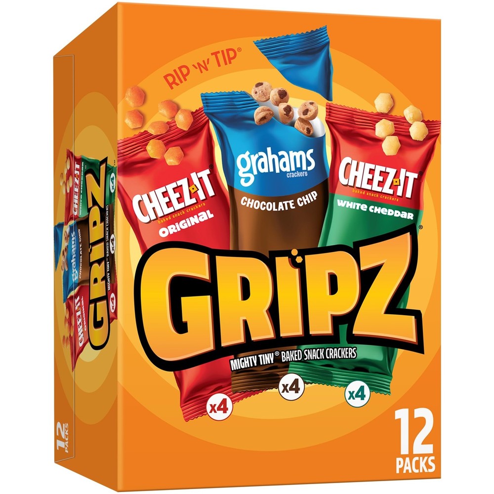 Gripz Mini Baked Snack Crackers, Sweet and Salty Snacks, Variety Pack, 11oz B...