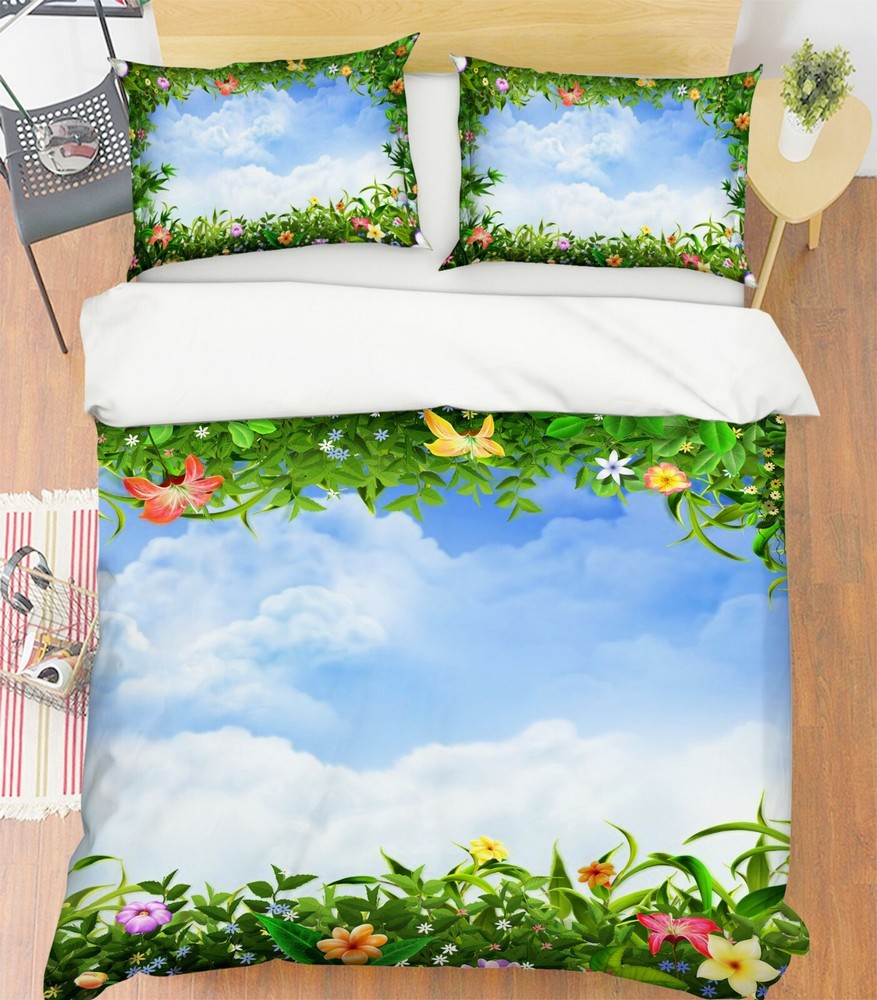 3D Flower Grass ZHUA3545 Bed Pillowcases Quilt Duvet Cover Set Queen King Zoe