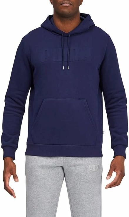 PUMA Mens Mid-weight Modern Basics V2 Fleece Hoodie Pockets (Blue, Small)