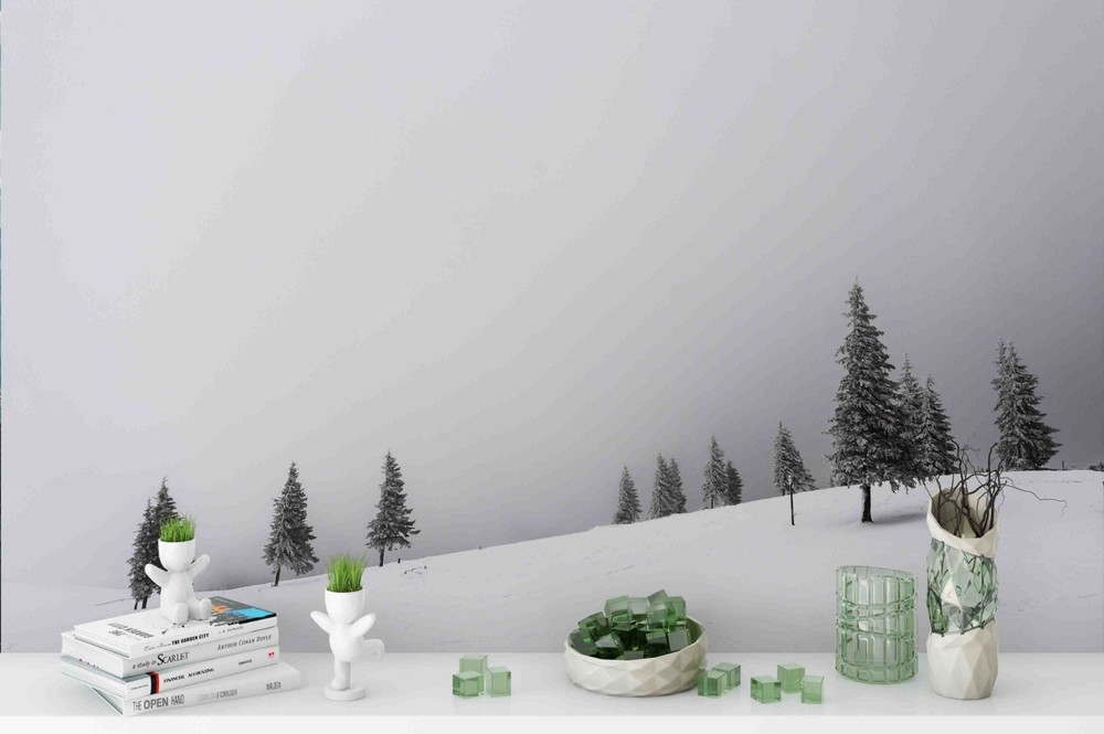 3D Pine Tree Snow Winter Landscape Wall Murals Wallpaper Murals Wall Sticker
