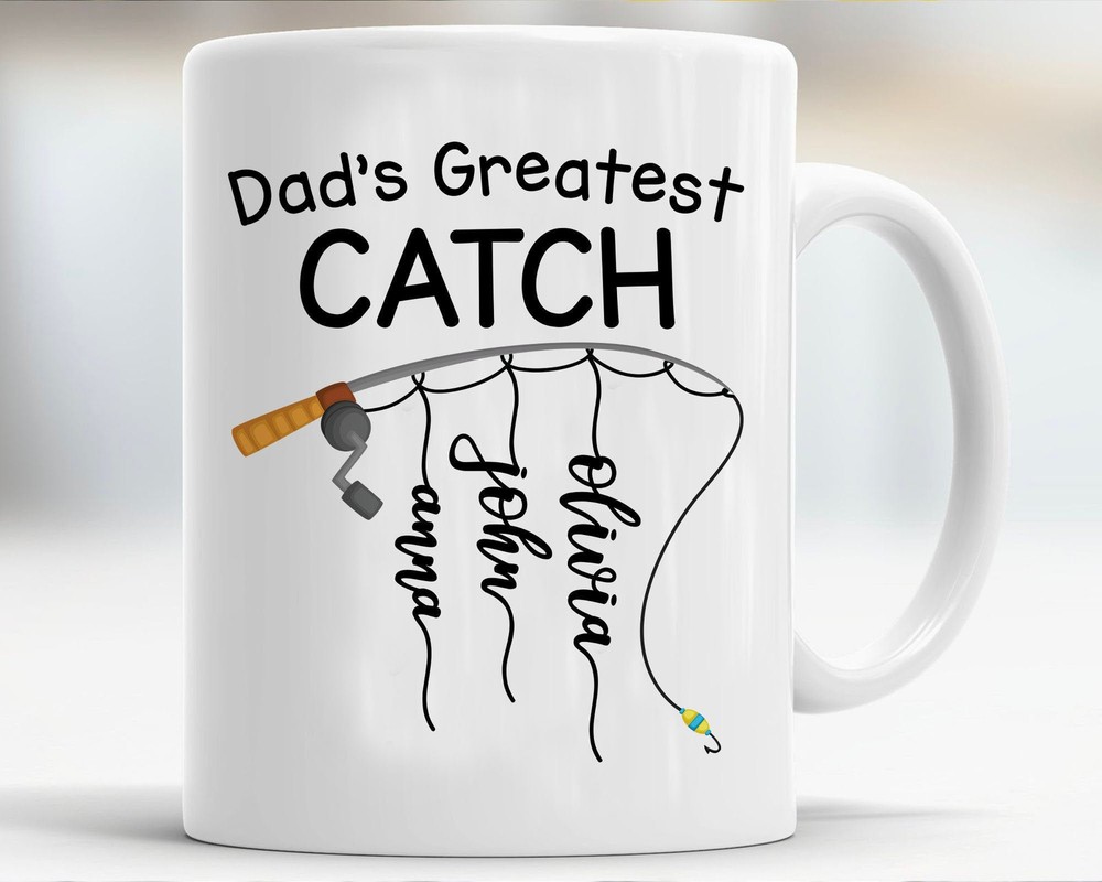 Personalized Dad's Greatest Catch Mug Fishing Dad Mug Fishing Lover Mug Name