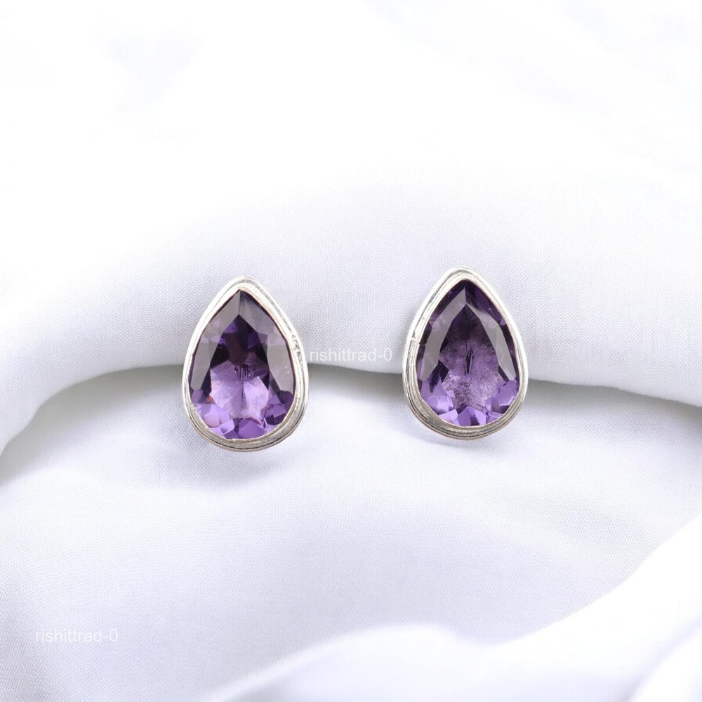 New Year Deal 925 Silver Iolite Stone Purple Birthday Modern Formal Cufflinks