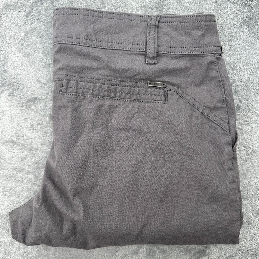 Prana Adira Knicker Pants Womens 12 Gray Ruched Stretch Nylon Hiking Climbing