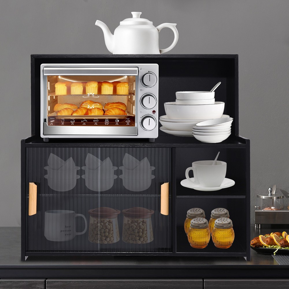 Kitchen pantry sideboard with countertop storage cabinet and standing shelf for USA homes