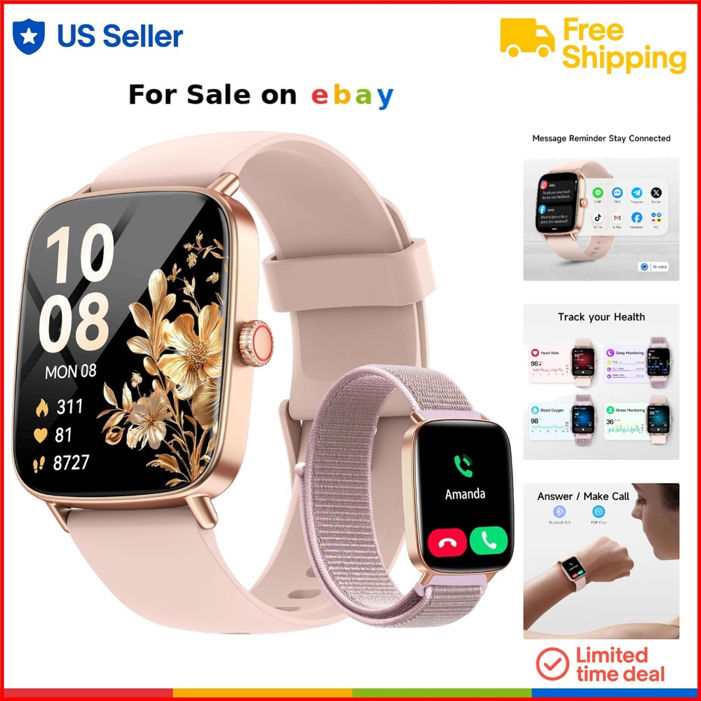 Women's Smartwatch with 1.85 HD Screen, 24 Sport Modes & Waterproof Fitness Tracker