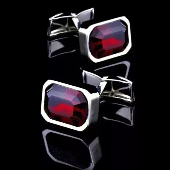 4.20Ct Lab Emerald Garnet Wedding Cufflinks 14k White Gold Plated for Men