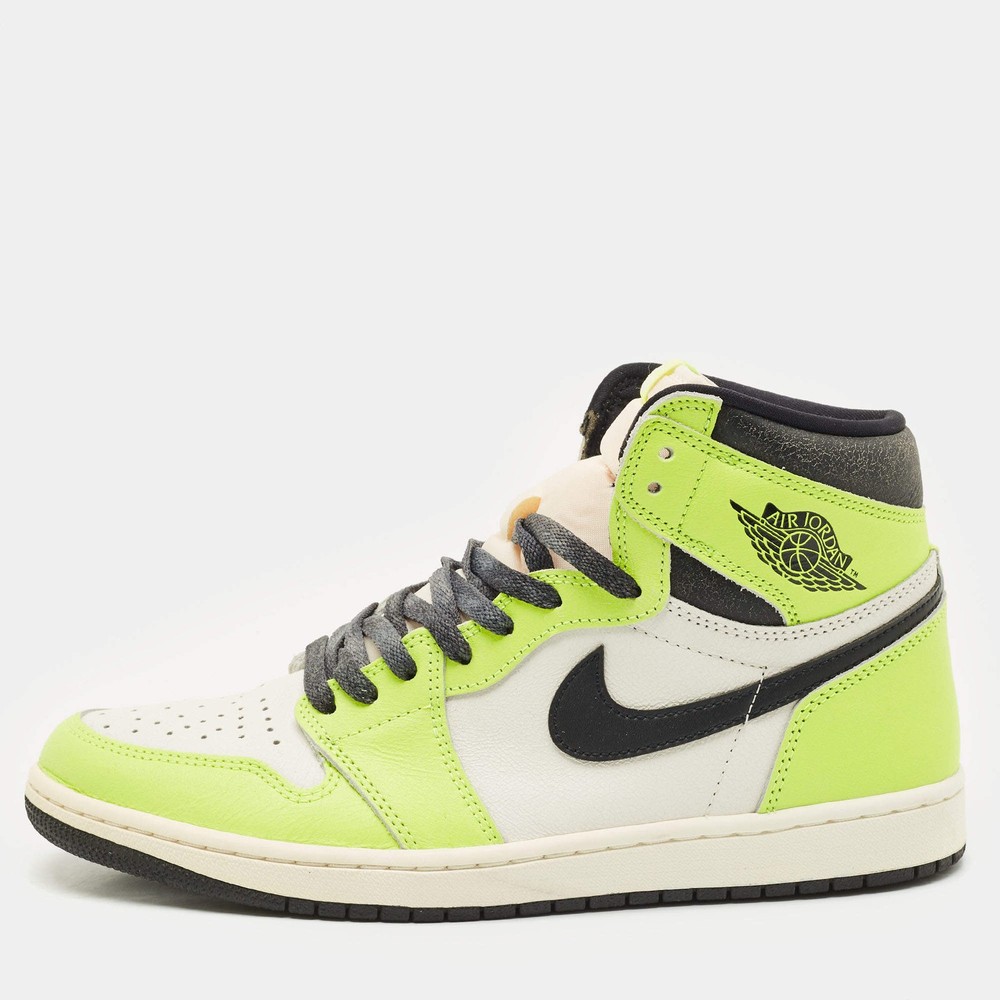 Air Jordans GreenWhite Leather 1 Retro OG High Top Sneakers Size 45