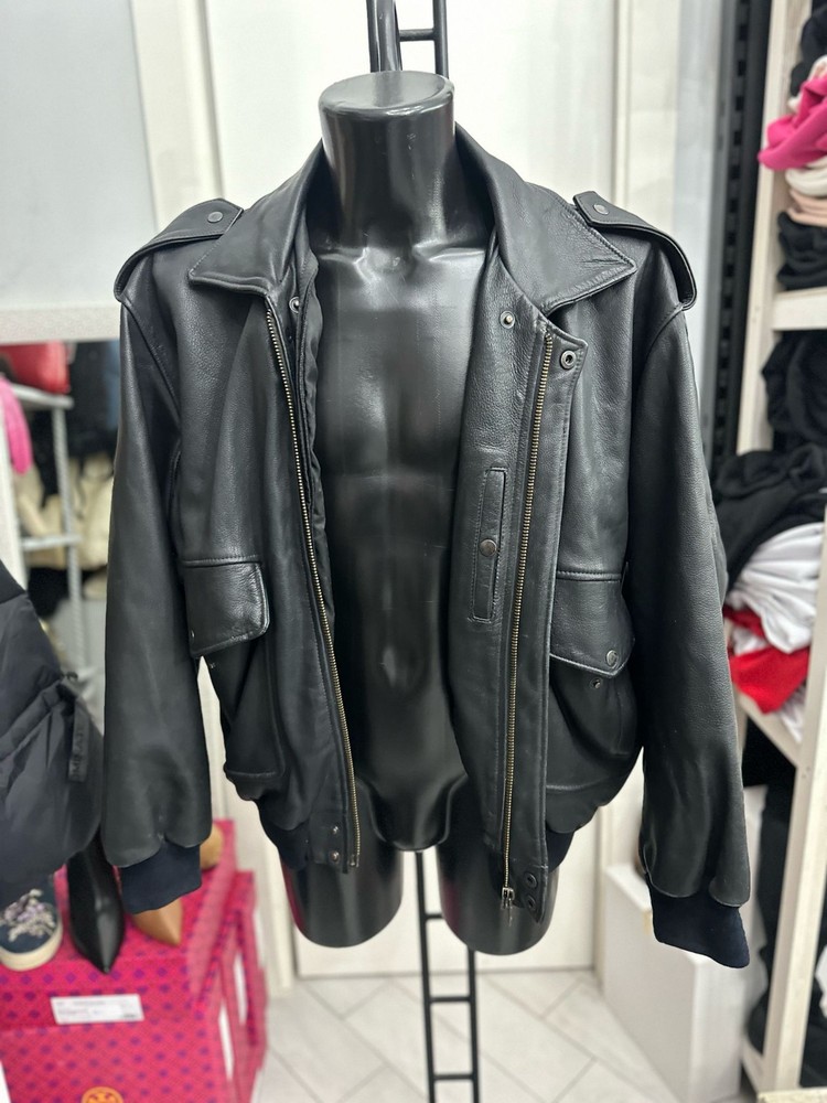 Men's Black Leather Scout Jacket Size 50 Model LLV1401