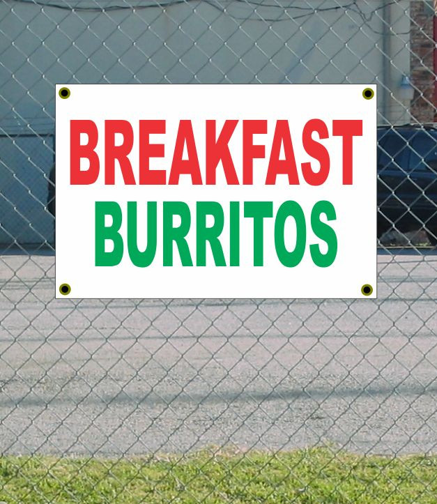 Save Big on 2x3 Breakfast Burritos Red White Green Banner Sign Discounted Size