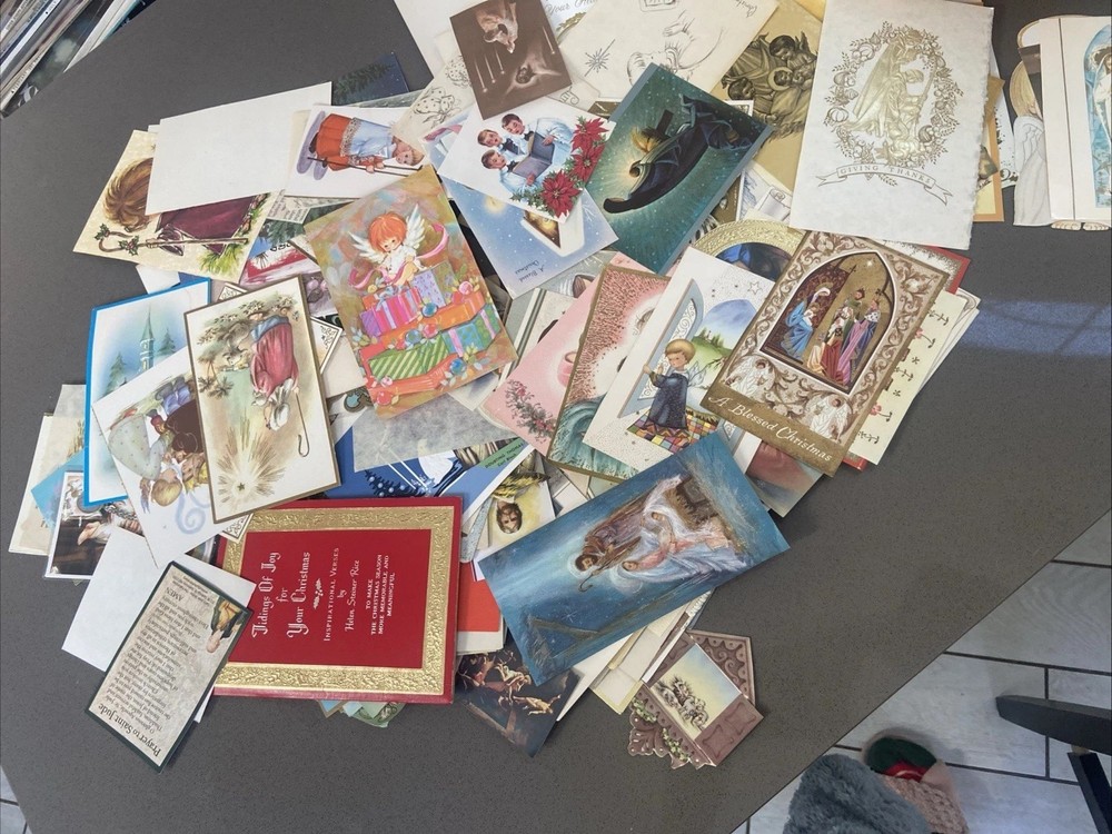 Vtg 1950-1960s Lot Of Mixed Christmas Cards Cut  Graphic  Crafting Journals 150