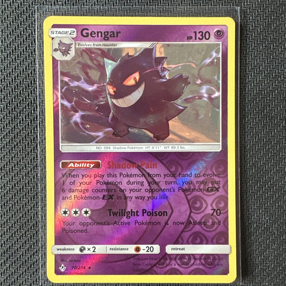 Gengar Reverse Holo Rare 70/214 NM/M Unbroken Bonds Pokémon TCG 2019  