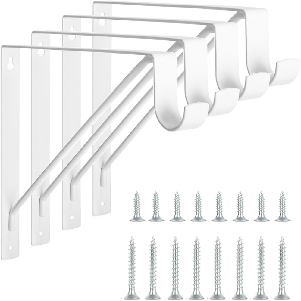 4 Pack Heavy Duty Closet Shelf & Rod Brackets, Wall Mounted Closet Shelf