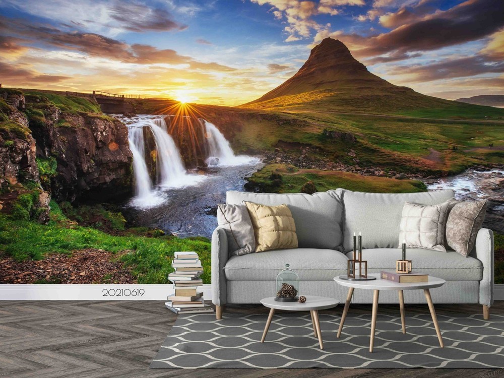 3D Sky Mountain Waterfall Landscape Wall Murals Wallpaper Murals Wall Sticker