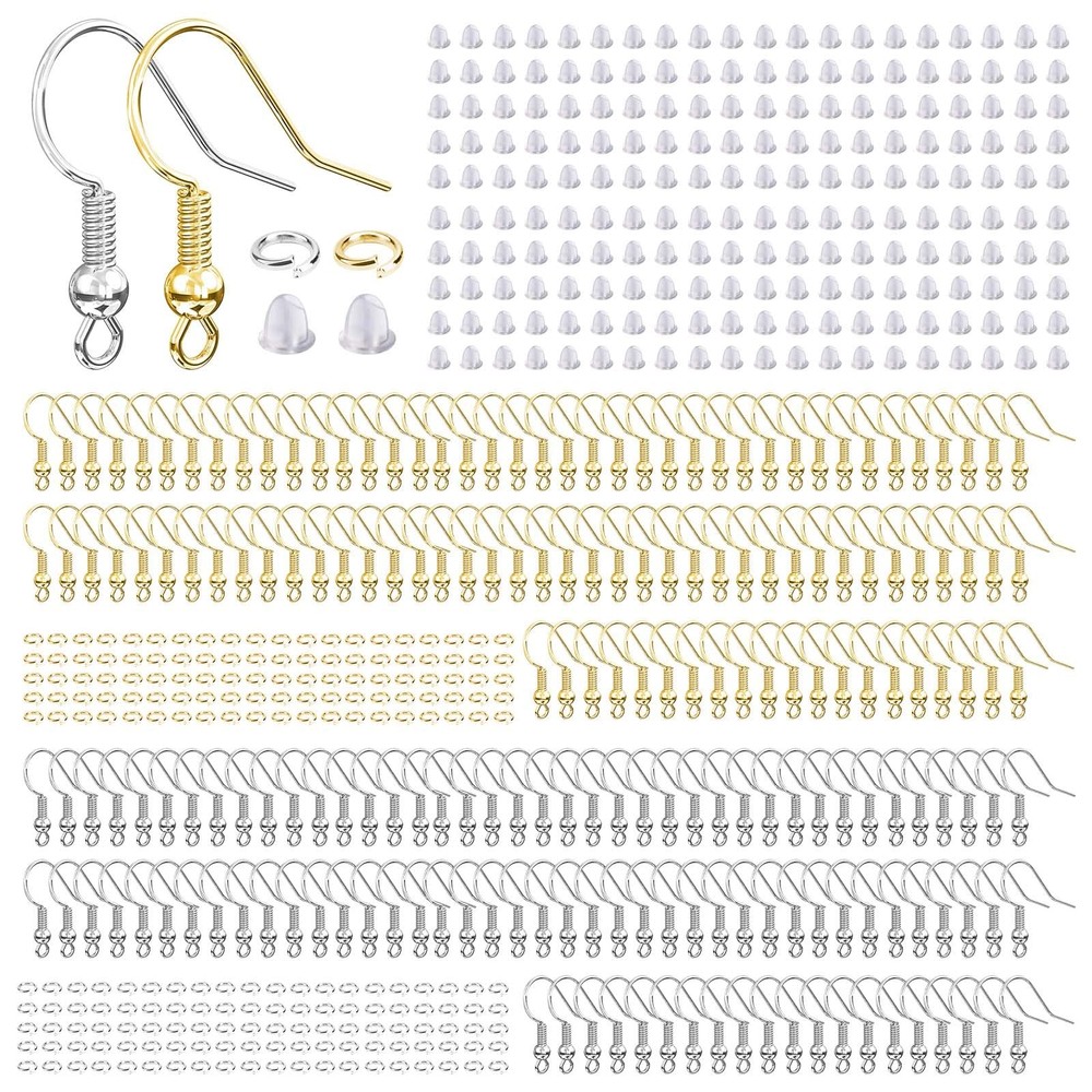 Hypoallergenic Earring Hooks, 600 Pcs Making Supplies Silver and Gold