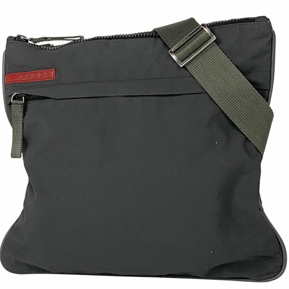 RARE PRADA   PRADA Logo Shoulder Bag Crossbody Shoulder Bag Nylon Gray Ladies Us