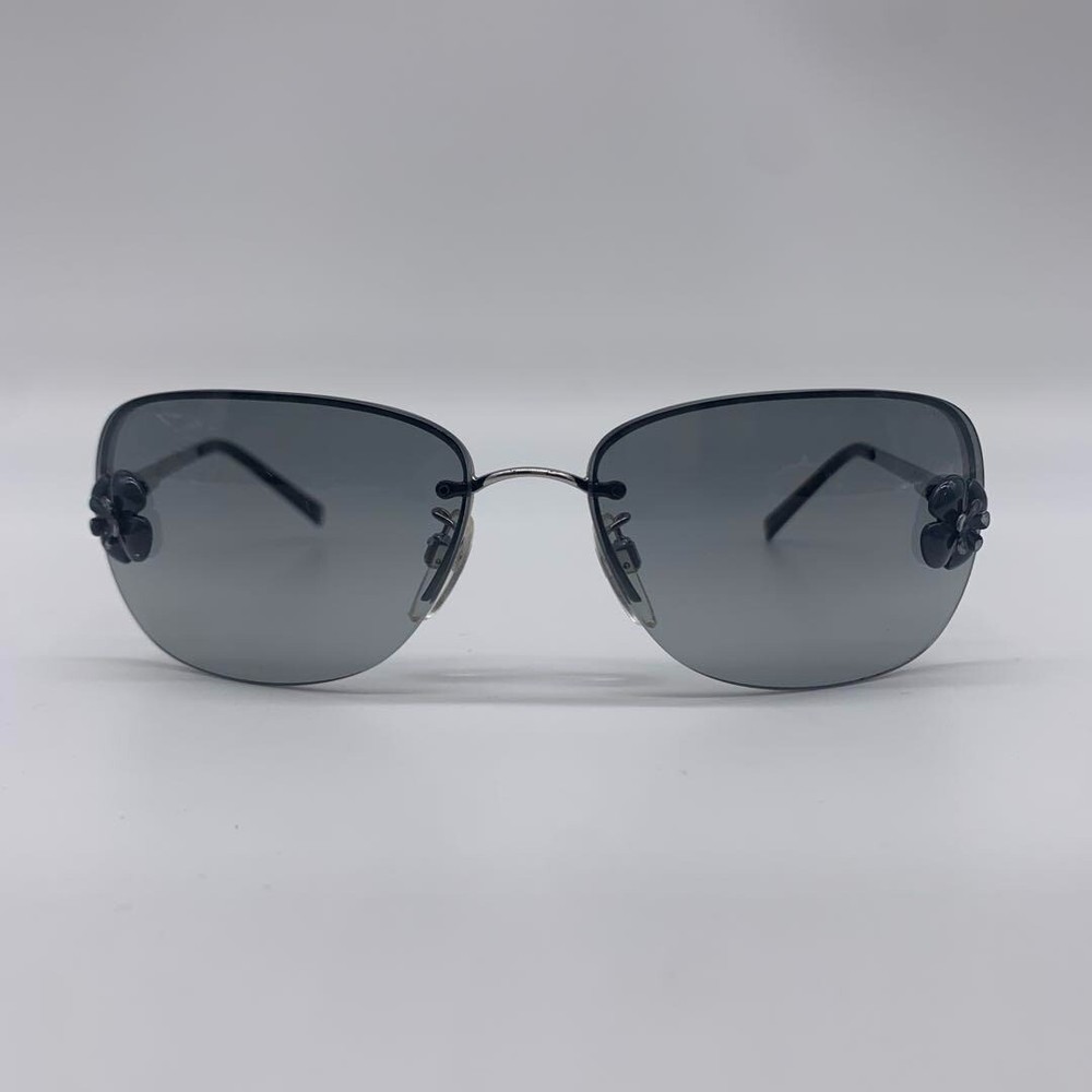 CHANEL 4135 Sunglasses Gray Silver Frame Camellia Coco Mark
