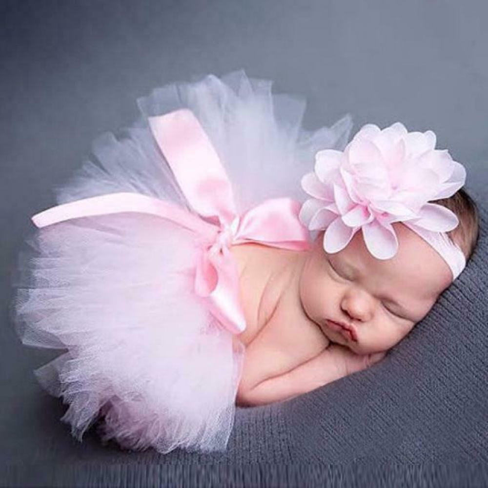 Newborn Headdress flower Tutu Clothes Skirt Baby Girls Photo Prop Outfits Costum