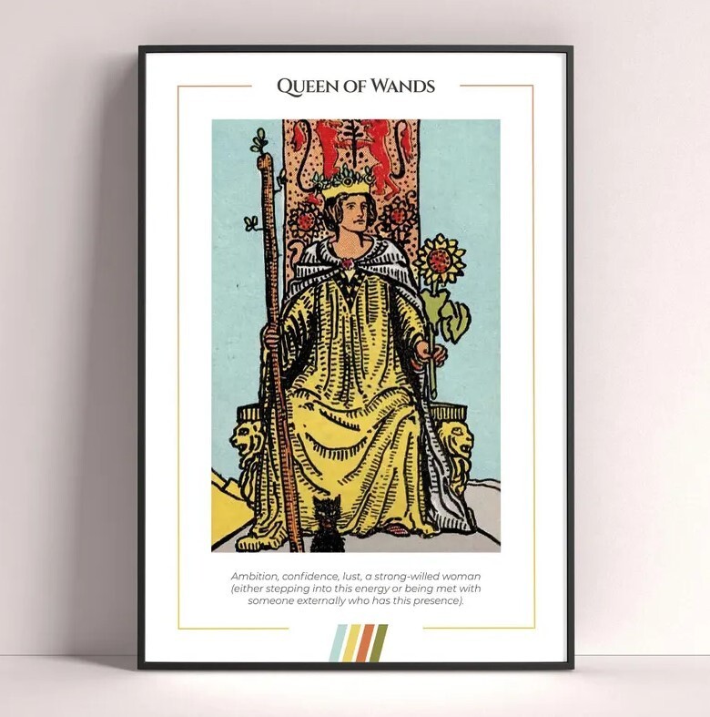 Queen of Wands Tarot Card Art Print Digital Download Poster