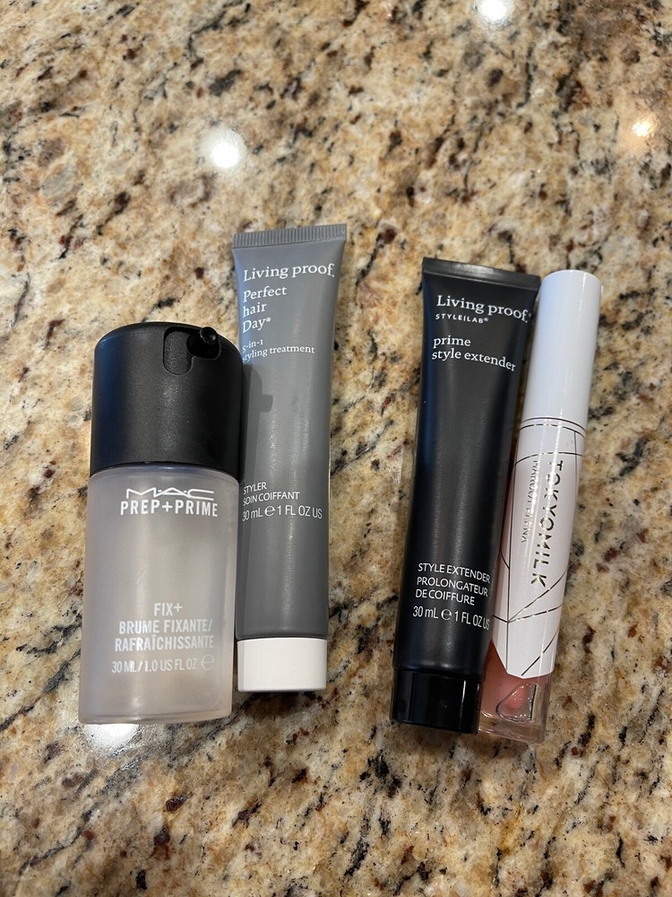 Lot of 4 Mac Prep Prime Tokyomilk Lipgloss Living Proof Perfect Hair Day New-image