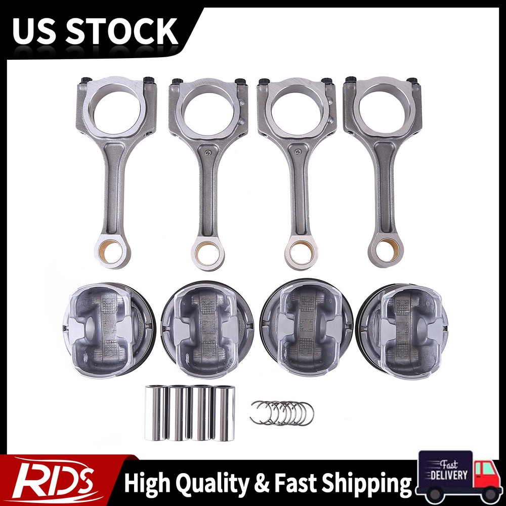 4PCS Piston & Rod Set for 2011-2019 Hyundai Sonata Kia Sorento Optima
