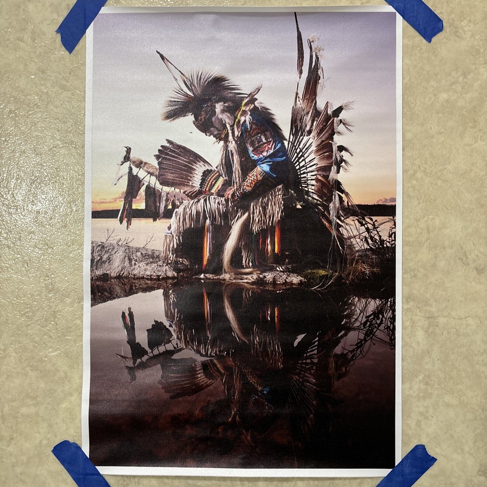 Native American Warrior Western Poster Print Decor ✅ Canvas Wall Art ✅ 12x18 in
