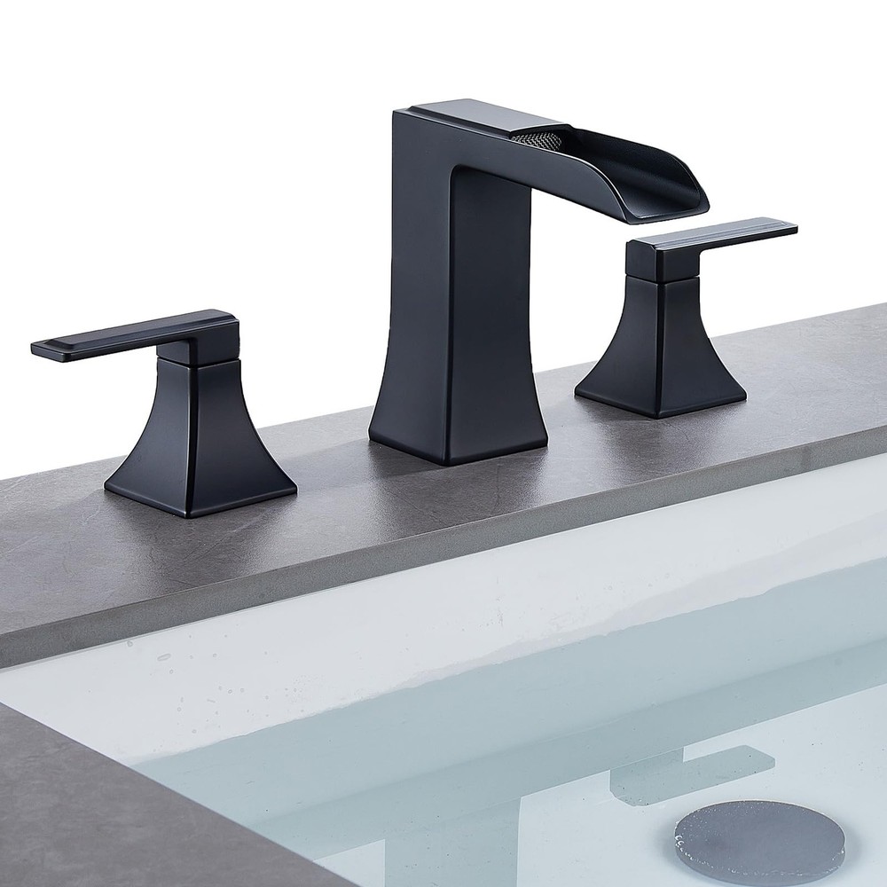 Black Bathroom Faucet 3 Hole Widespread Vanity Sink Faucet with Pop Up Drain