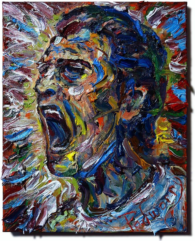 MALE PORTRAIT OIL█PAINTING REALIST ART█SIGNED VINTAGE ORIGINAL OUTSIDER SCREAM A