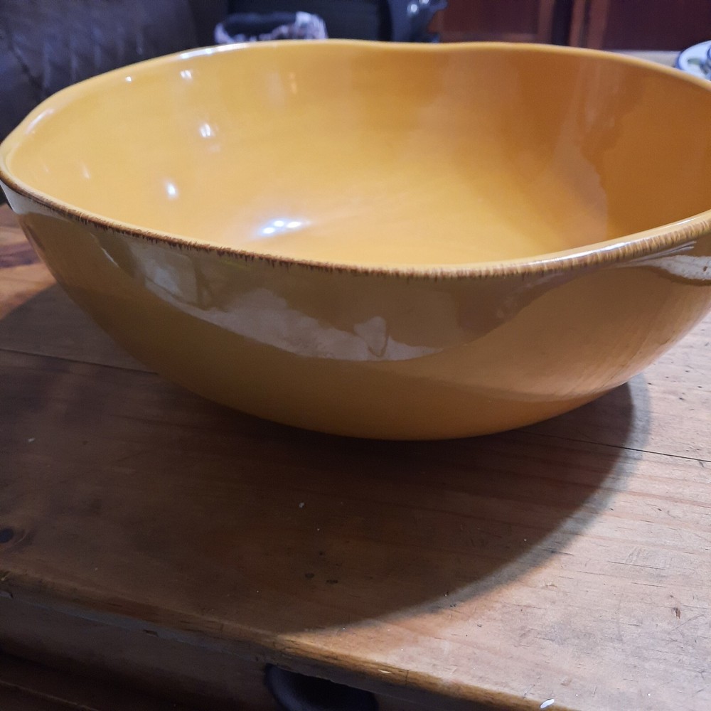Pier 1 Imports 11 Inch Yellow Earthenware Mango Salad Serving Bowl