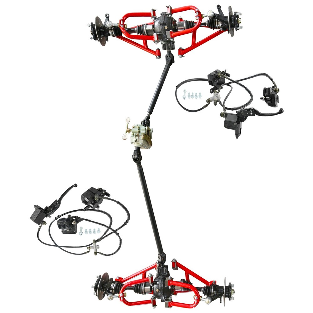 Front Rear 4-Wheel Drive CV Axle Assembly Swing Arm Brake Kit for Golf ATV Go Kart