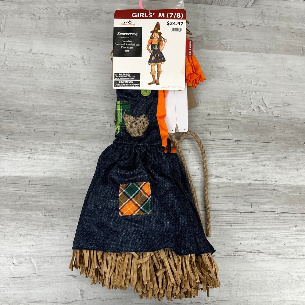 Sweet Scarecrow Girls Halloween Costume Set Medium 7/8